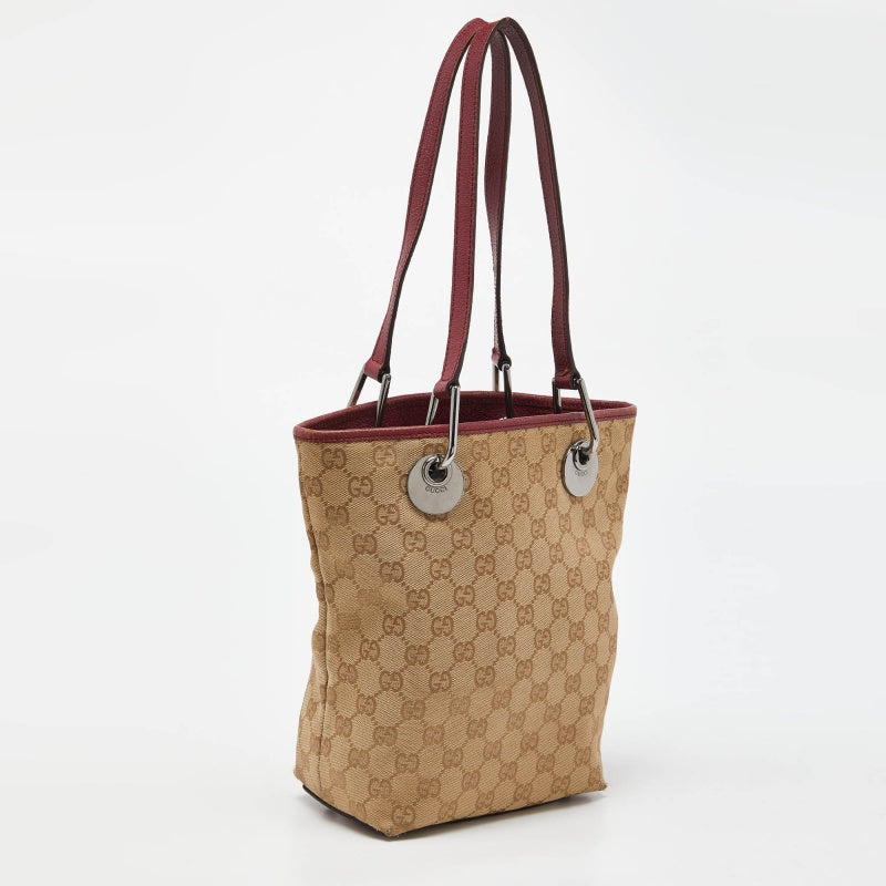 Gucci /red VS Canvas And Leather Open Tote