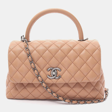 Brown Leather Caviar Small Coco Handle Top Handle Bag