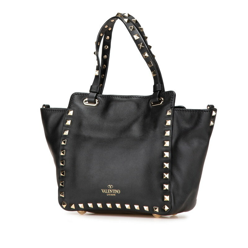 Valentino Black Leather Rockstud 2way Bag