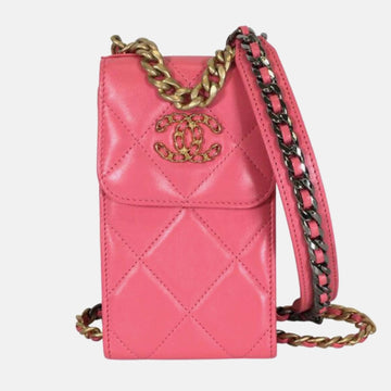 PInk Leather 19 Flap Phone Holder