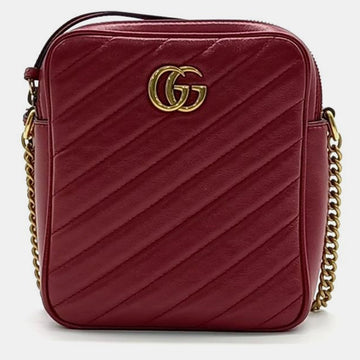 Burgundy Leather Marmont Chain Crossbody Bag