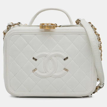White Medium Caviar Filigree Vanity Case