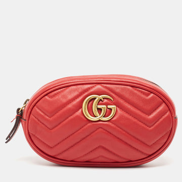 Red Matelass&eacute; Leather Mini GG Marmont Belt Bag