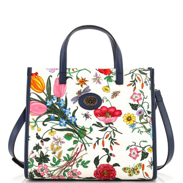 GUCCI Convertible Tote Flora Canvas Medium