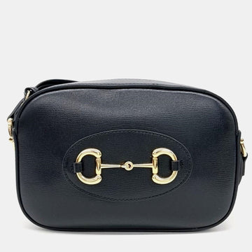 Black Leather Small 1955 Horsebit Camera Bag
