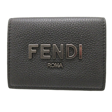 FENDI Tri-fold wallet 7M0280 leather black Compact wallet signature logo mens Used