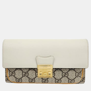 Ivory/Beige/Mustard GG Canvas and Leather Padlock Mini Chain Crossbody Bag