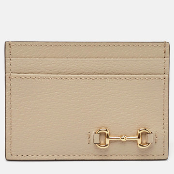 Light Beige Leather Horsebit Card Case