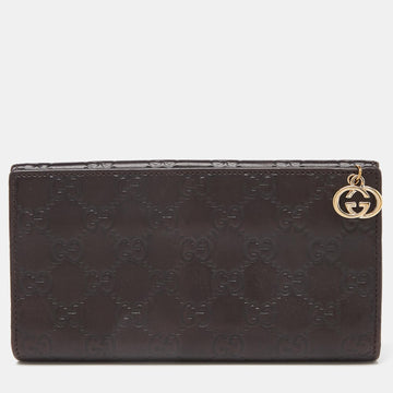 Brown Guccissima Leather GG Pierce Continental Wallet