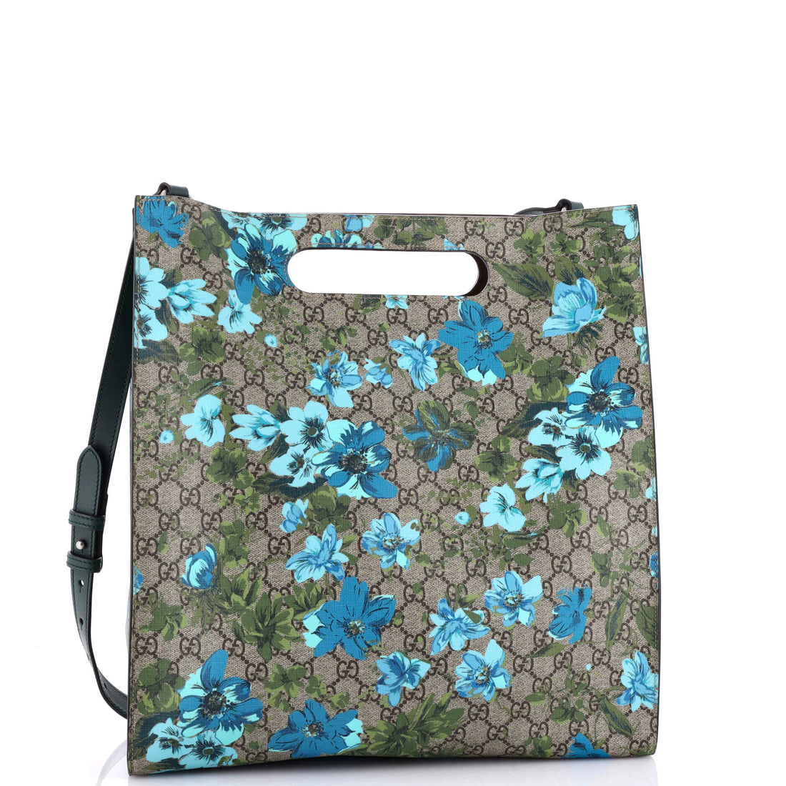 Cut Out Handle Convertible Tote Blooms Print VS Coated Canvas and Leather