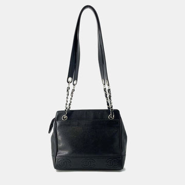 Black Leather Triple CC Tote Bag