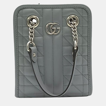 Grey Leather Mini GG Marmont Shoulder Bag