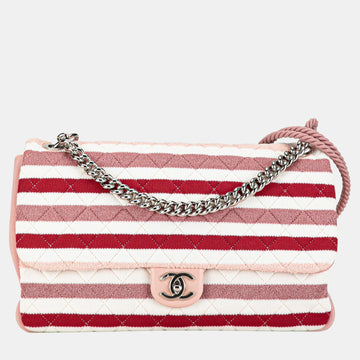 Multicolor Maxi Stripe Jersey Felt and Rope Flap