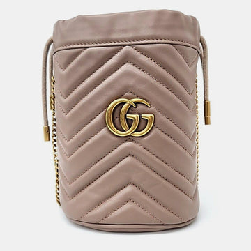 pink leather GG Marmont Mini Bucket Bag