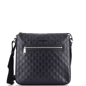 GUCCI Signature Zip Messenger Bag Guccissima Leather Medium