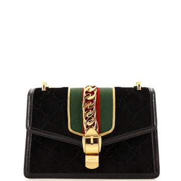 GUCCI Sylvie Shoulder Bag GG Velvet Small