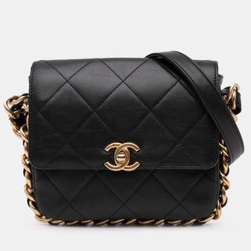 Small Quilted Calfskin Framing Chain Flap