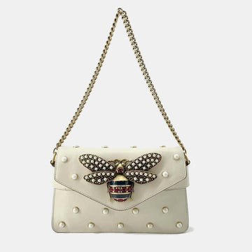 White Leather Broadway Shoulder Bag