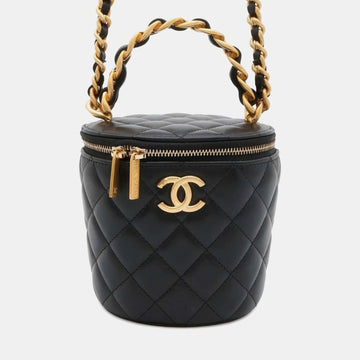 Black Lambskin Vanity Chain Shoulder Bag