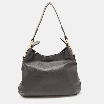 Black Guccissima Leather Pelham Horsebit Hobo