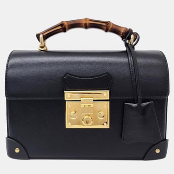 Black Leather Bamboo Shoulder Bag