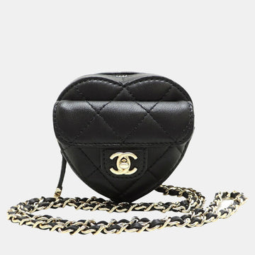 Black Lambskin Mini CC In Love Heart Bag