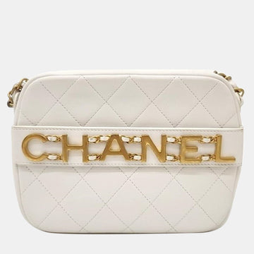 White Leather Camera Shoulder Bag