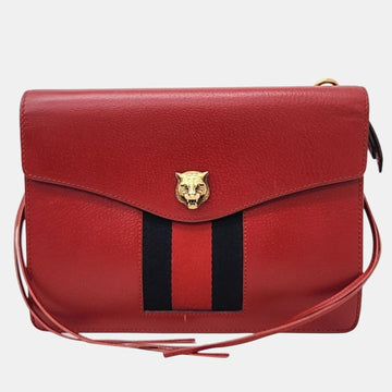 Red leather Animalier Chain Shoulder Bag