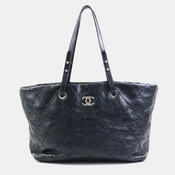 Black Glazed Calfskin Large On The Road Tote Bag