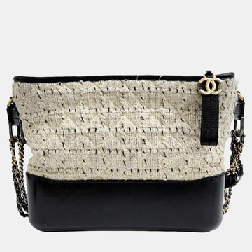 White/Black Tweed Leather Small Gabrielle Shoulder Bag