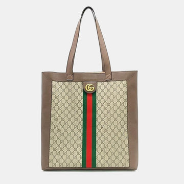 Beige/Brown GG Supreme Canvas Ophidia Tote Bag