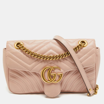 Pink Matelass&eacute; Leather Small GG Marmont Shoulder Bag