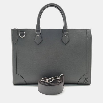 Grey Taiga Leather Slim Briefcase Bag