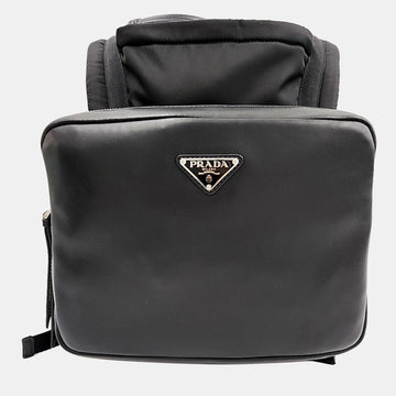 Black Leather hooded backpack