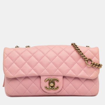 Pink CC Quilted Calfskin Single Flap