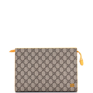 GUCCI GG Wristlet Zip Pouch GG Coated Canvas Medium