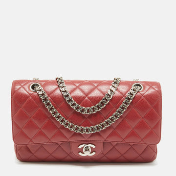 Red Caviar Leather Medium Classic Double Flap Bag
