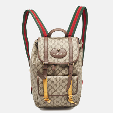 Beige GG Supreme Canvas Web Soft Backpack