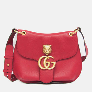 Red Leather GG Marmont Animalier Shoulder Bag