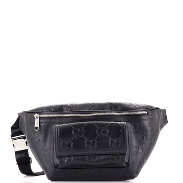 GUCCI Front Pocket Belt Bag GG Embossed Perforated Leather
