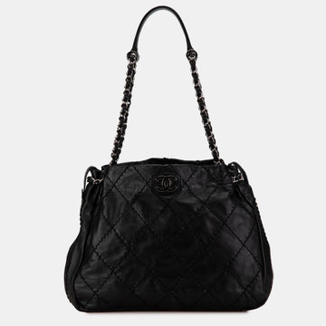 Stitched Calfskin Expandable Zip Around Tote