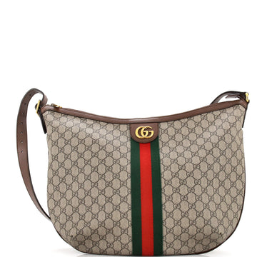 GUCCI Ophidia Half Moon Hobo GG Coated Canvas Large