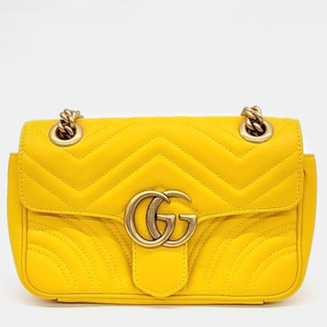 Yellow Quilted Leather GG Marmont Mini Shoulder Bag