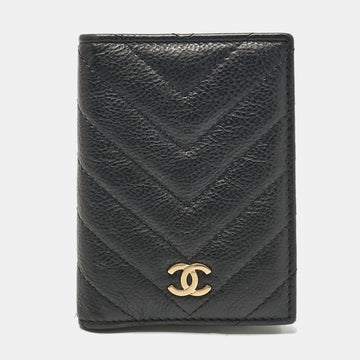Black Chevron Quilted Leather CC Card Holder