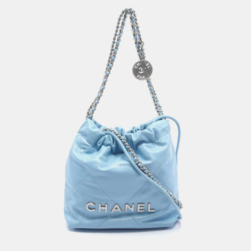 Blue Leather 22 Mini Hobo Bag