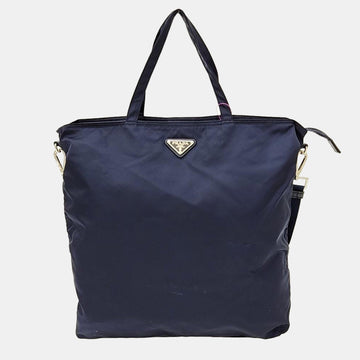 Navy Blue Nylon Tote and Shoulder Bag
