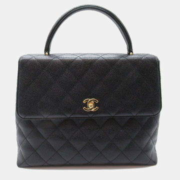 Black Leather Kelly Top Handle Bag