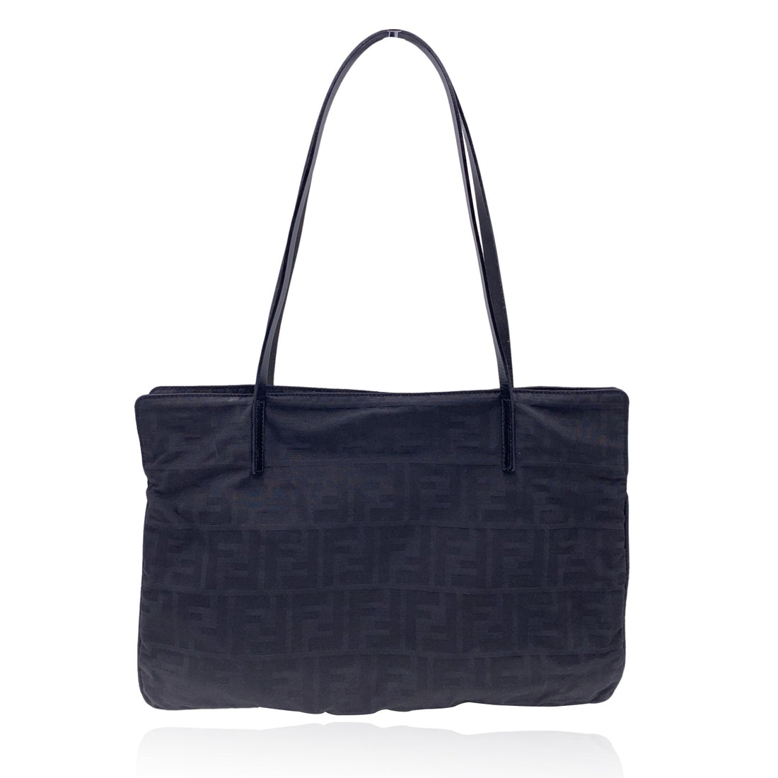 FENDI Black Monogram Canvas Cut Out Ff Logo Tote Bag