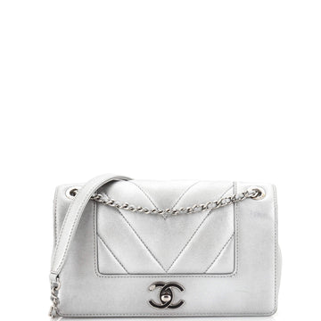 CHANEL Mademoiselle Vintage Flap Bag Chevron Sheepskin Small