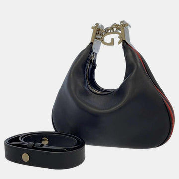 Black Leather Small Attache Shoulder Bag